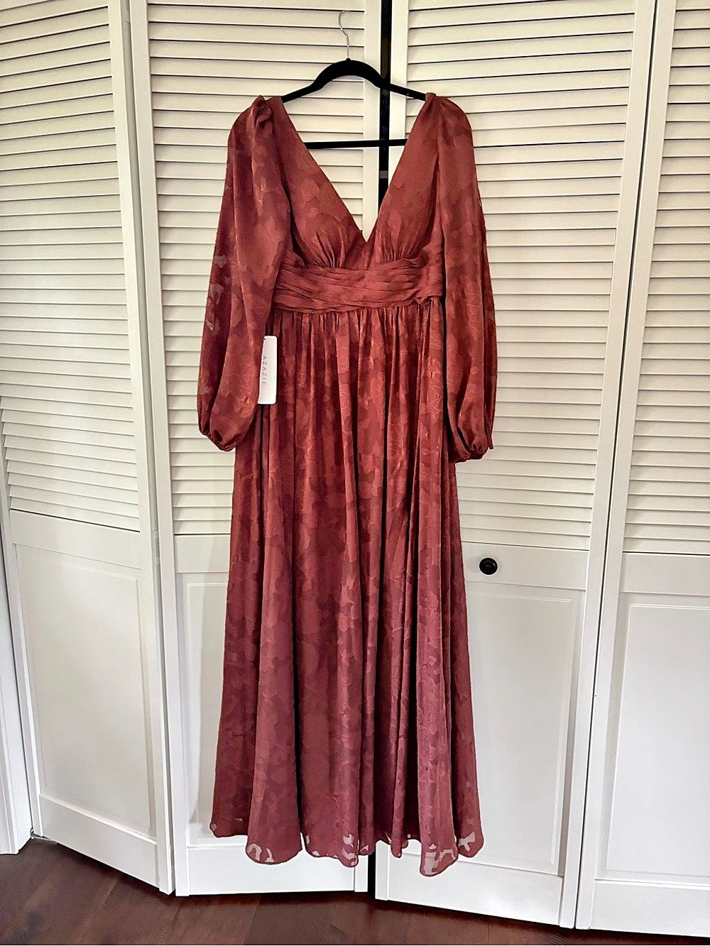 Azazie Norah Floral Maxi Dress Espresso Size 6 NWT